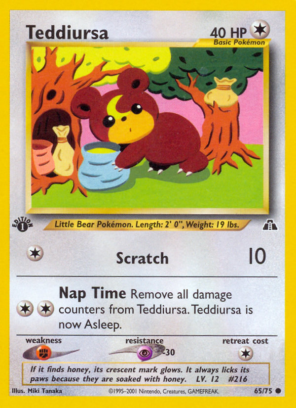neo discovery pokemon cards Teddiursa (65/75) [Neo Discovery 1st Edition]