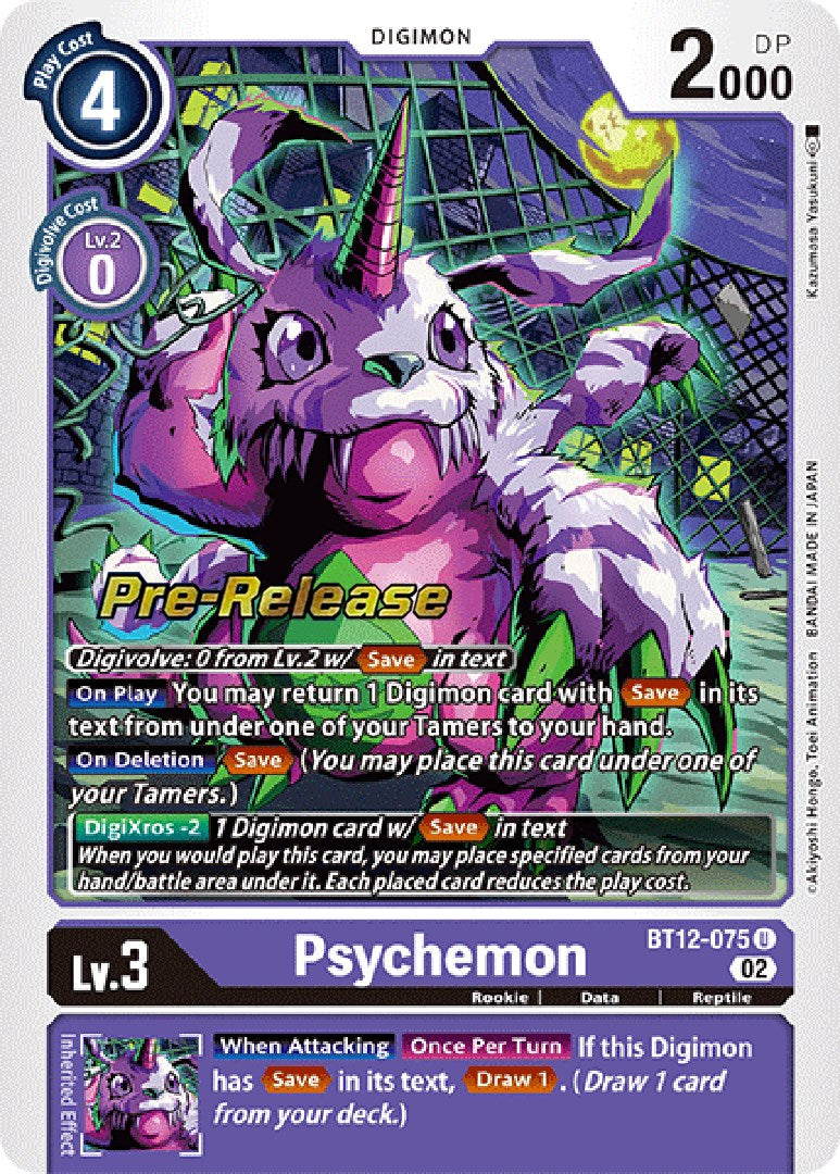 digimon pre release cards Psychemon [BT12-075] [Across Time Pre-Release Cards]