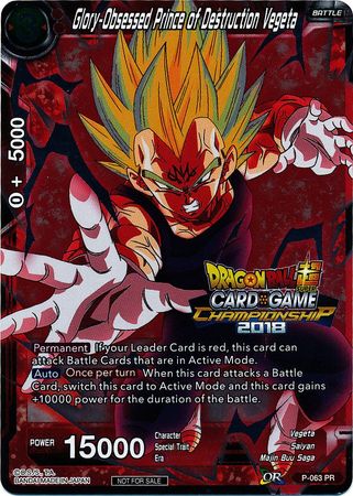 Glory-Obsessed Prince of Destruction Vegeta (P-063) [Tournament Promotion Cards]