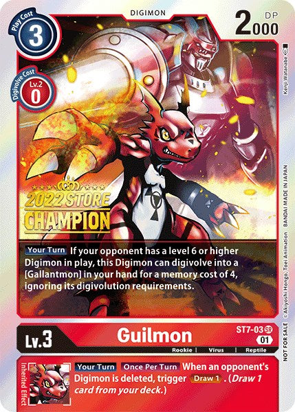 digimon card game starter deck gallantmon Guilmon [ST7-03] (2022 Store Champion) [Starter Deck: Gallantmon Promo